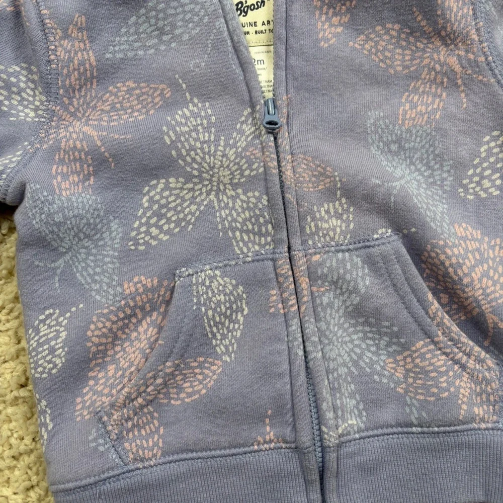 OshKosh B'gosh Toddler Girl 12 Months‎ Lavender Butterfly Zip Up Hoodie